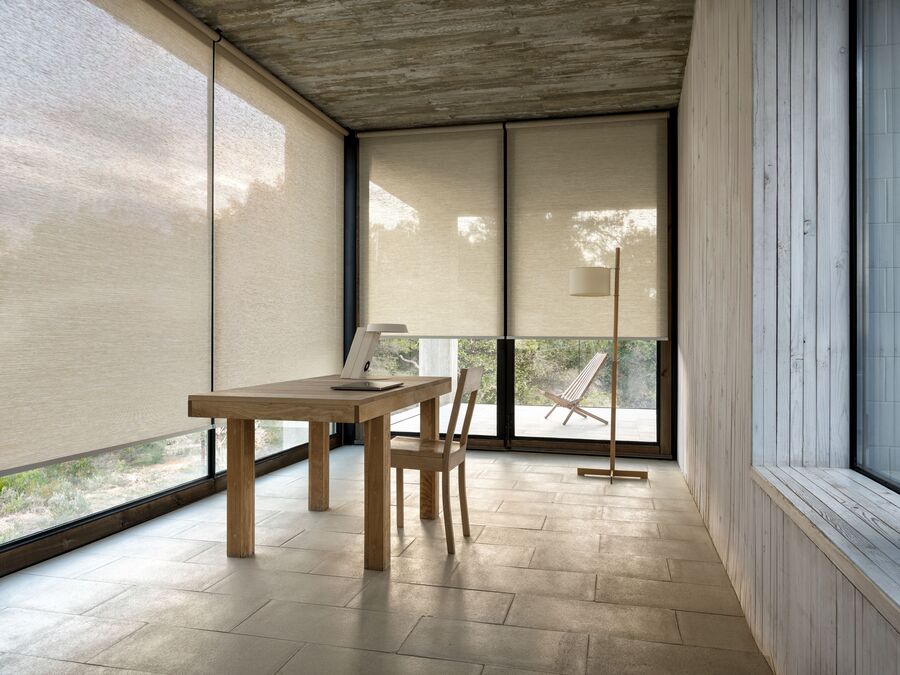 Brown roller shades